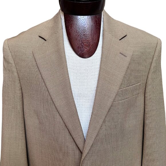 Jack Victor Noble CT Super 110s Wool Blazer Jacket Sz 40R Lt Tan Single Breasted - Picture 9 of 16